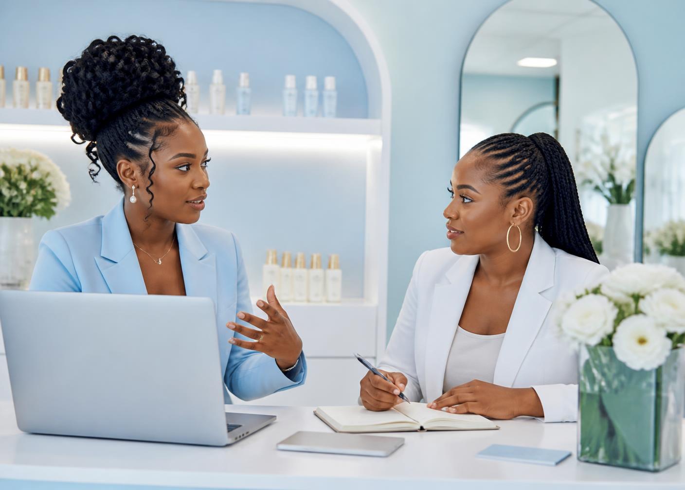 Beauty-business consultation in a modern salon